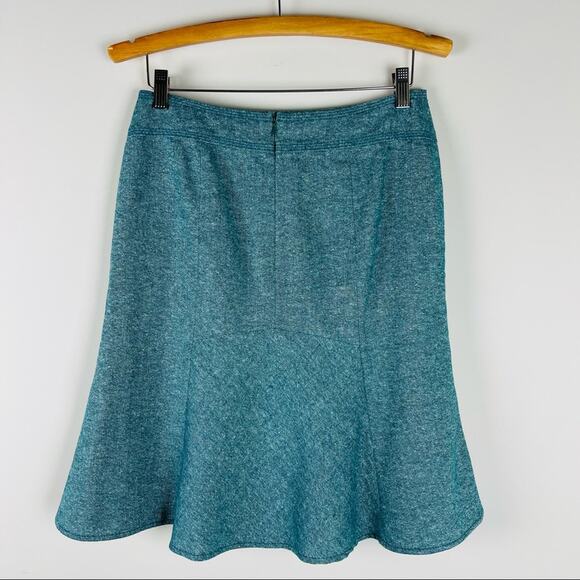 Loft green blue tweed wool preppy academia office midi skirt 4 - Picture 7 of 7
